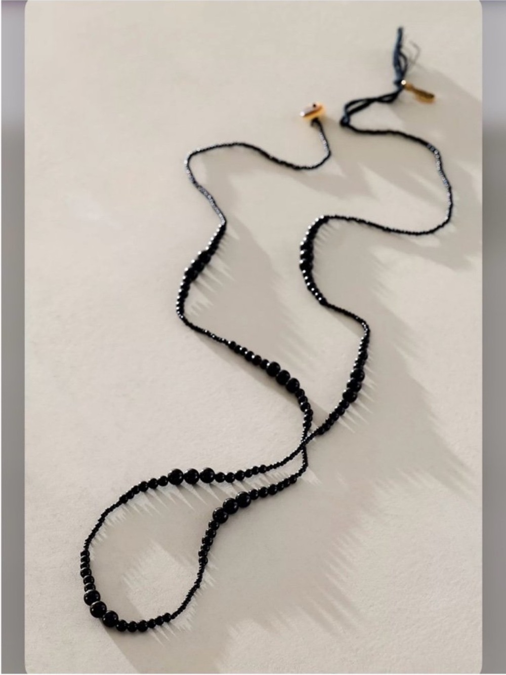 Free People Black Beaded Long Necklace